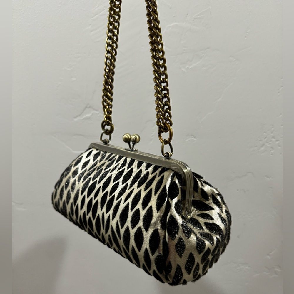 Handmade Real Hair-on Calfskin Embossed Vintage Kisslock Clutch/Crossbody - Picture 11 of 15